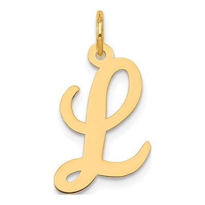 14K Yellow Gold Script 'l' Letter L Pendant