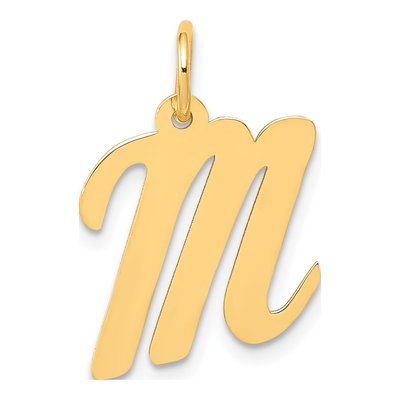14K Yellow Gold Script Letter M Charm
