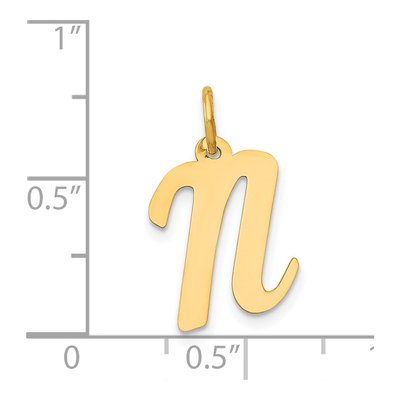 14K Yellow Gold Script Letter N Pendant – view 5