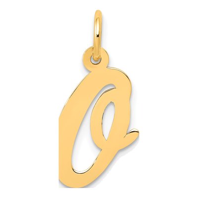 14K Yellow Gold Script Letter O Charm