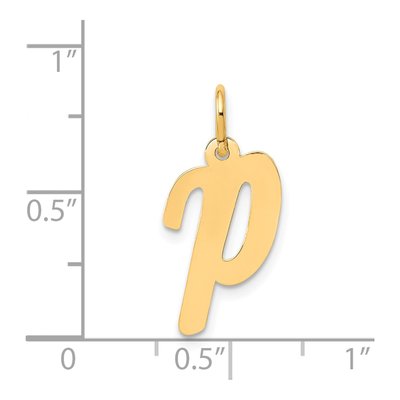 14K Yellow Gold Script Letter P Charm – view 5