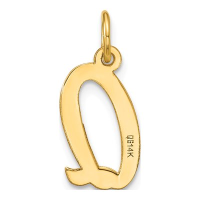 14K Yellow Gold Script Letter Q Charm – view 3