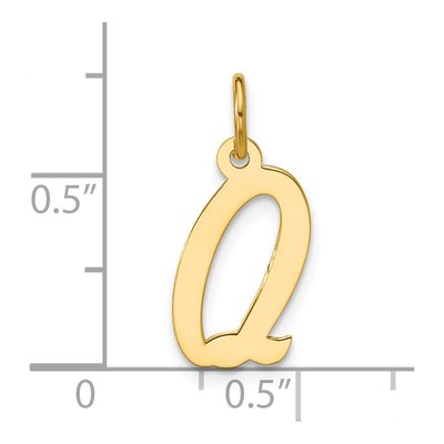 14K Yellow Gold Script Letter Q Charm – view 4