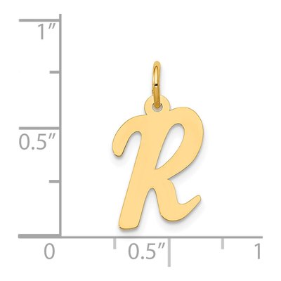 14K Yellow Gold Script Letter R Charm – view 5