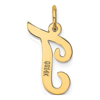 14K Yellow Gold Script Letter T Charm – view 4