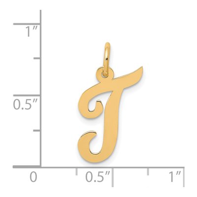 14K Yellow Gold Script Letter T Charm – view 5