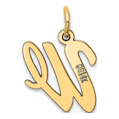 14K Yellow Gold Script Letter W Charm – view 4