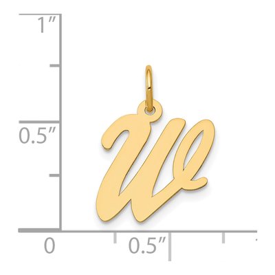 14K Yellow Gold Script Letter W Charm – view 5