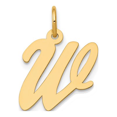 14K Yellow Gold Script Letter W Charm