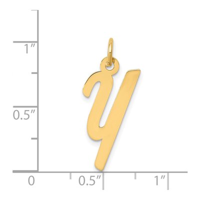 14K Yellow Gold Script Letter Y Pendant – view 5