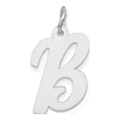 14K White Gold Script Letter B Charm