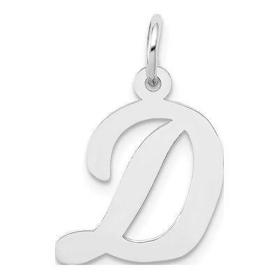 14K White Gold Letter D Charm