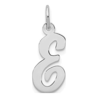 14K White Gold Letter E Charm