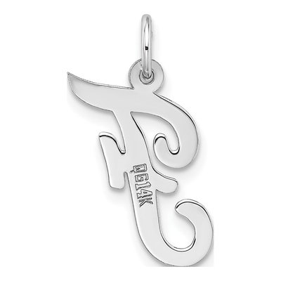 14K White Gold Letter F Charm – view 5