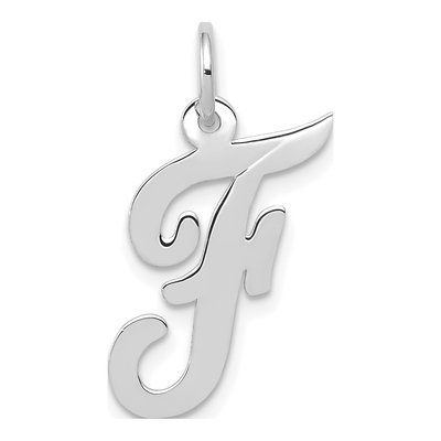 14K White Gold Letter F Charm