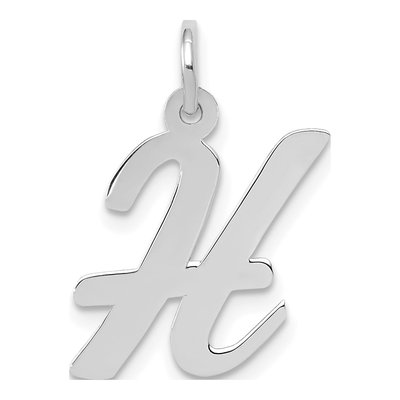 14K White Gold Script Letter H Charm