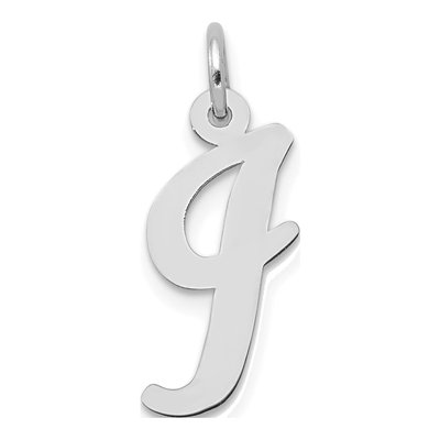 14K White Gold Initial I Charm