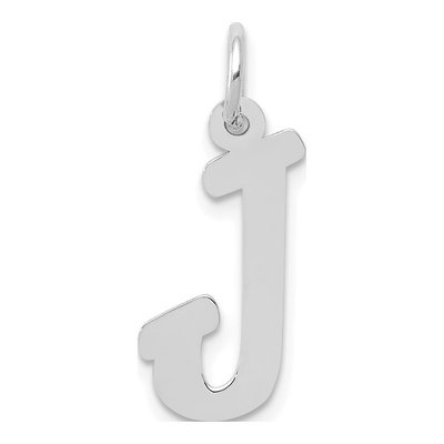 14K White Gold Script Letter J Charm