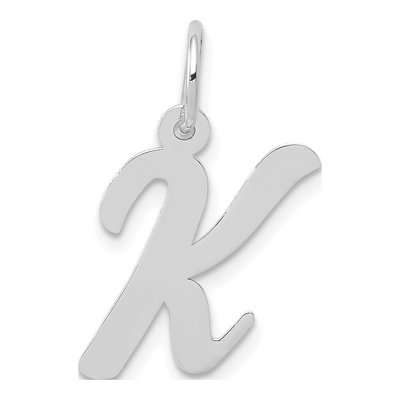 14K White Gold Script Letter K Charm