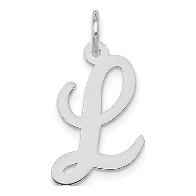 14K White Gold Letter L Charm