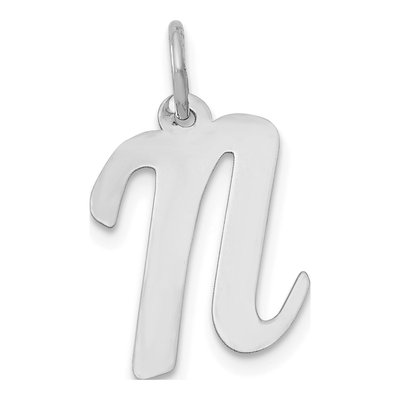 14K White Gold Letter N Pendant