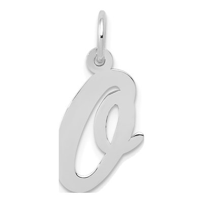 14K White Gold Script Letter O Pendant