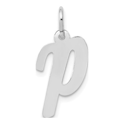 14K White Gold Script Letter P Pendant