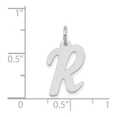 14K White Gold Script Letter R Charm – view 4