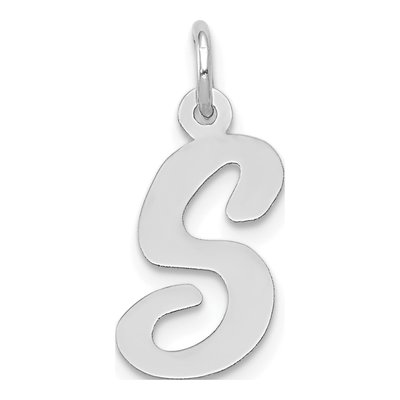 14K White Gold Script Letter S Charm