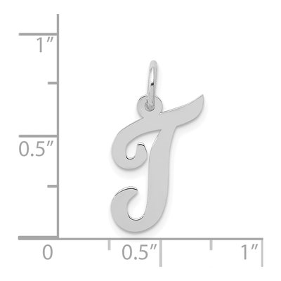 14K White Gold Script Letter T Charm – view 4