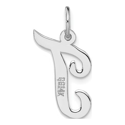 14K White Gold Script Letter T Charm – view 5