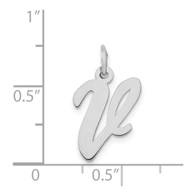 14K White Gold Script Letter V Pendant – view 4