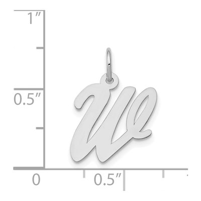 14K White Gold Letter W Charm – view 4