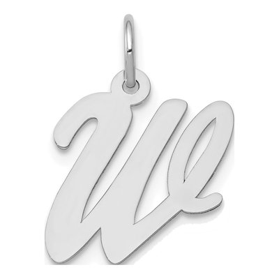 14K White Gold Letter W Charm