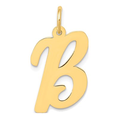 14K Yellow Gold Script Letter B Pendant