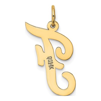14K Yellow Gold Large Script Letter F Charm – view 4