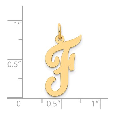 14K Yellow Gold Large Script Letter F Charm – view 5