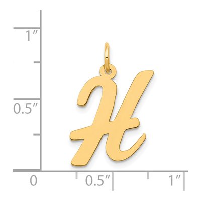 14K Yellow Gold Large Script Letter H Charm – view 5