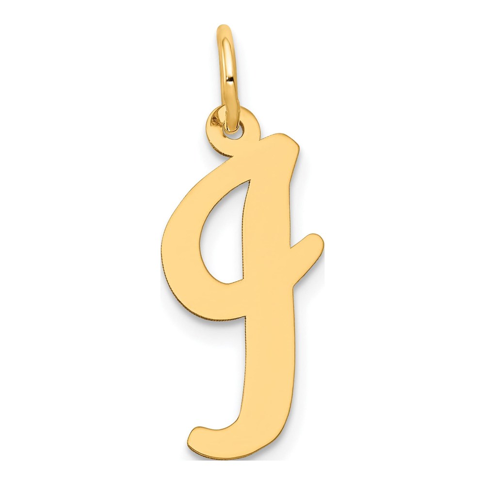 14K Yellow Gold Large Script Letter I Charm