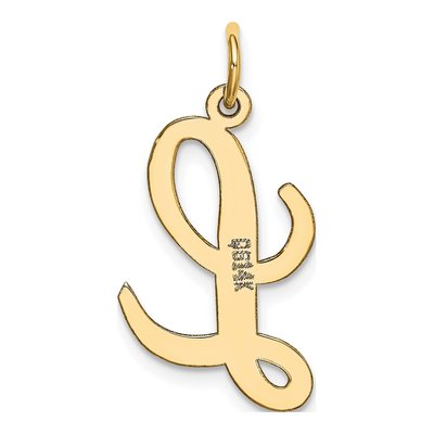 14K Yellow Gold Large Script Letter L Charm – view 4