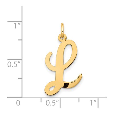 14K Yellow Gold Large Script Letter L Charm – view 5