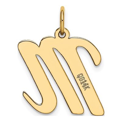 14K Yellow Gold Large Script Letter M Charm – view 4