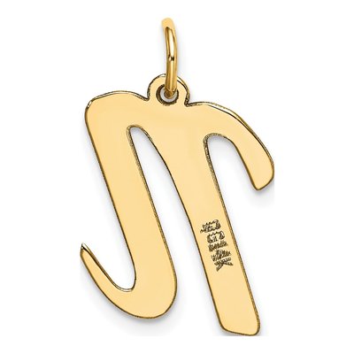 14K Yellow Gold Large Script Letter N Charm – view 4