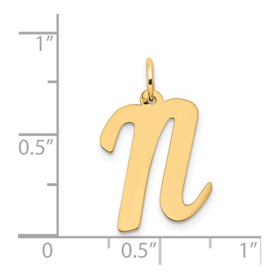 14K Yellow Gold Large Script Letter N Charm – view 5