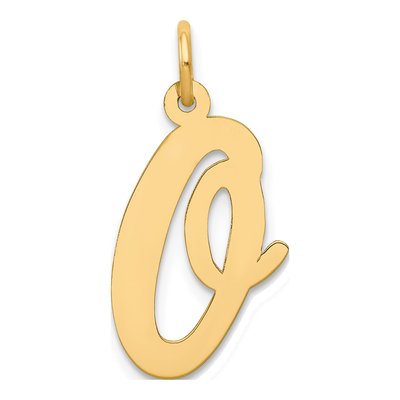 14K Yellow Gold Large Script Letter O Charm