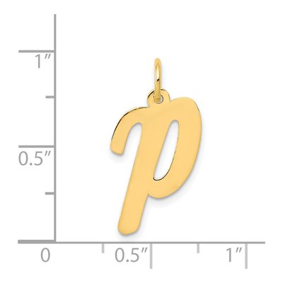 14K Yellow Gold Large Script Letter P Charm – view 5