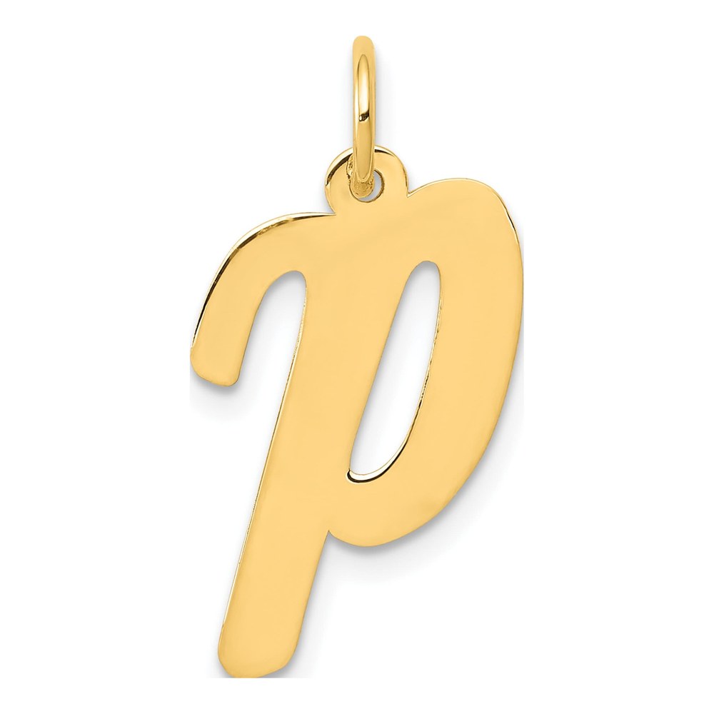 14K Yellow Gold Large Script Letter P Charm