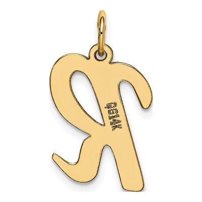 14K Yellow Gold Large Script Letter R Charm – view 4