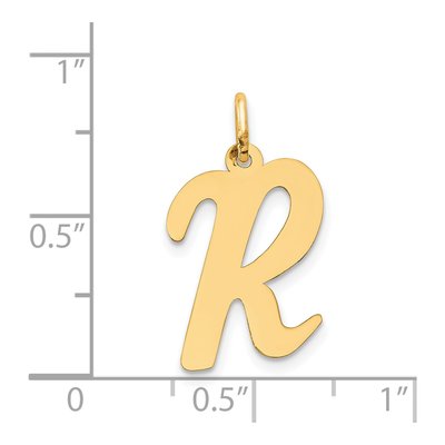 14K Yellow Gold Large Script Letter R Charm – view 5
