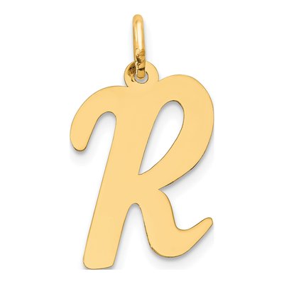 14K Yellow Gold Large Script Letter R Charm